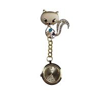 WRITWAA Reloj De Bolsillo Enfermera Diseño De Cabeza Animal Dorado, Colgante Médico Incrustaciones De Gemas, Portátil para Vigilancia Sanitaria, Accesorio Decorativo y Funcional