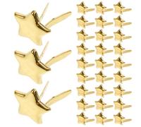 WRITWAA Remaches Decorativos Metálicos Pequeños Doble Pin, 100 Unidades Color Dorado Forma de Estrella de Cinco Puntas para Manualidades Diy, Costura, Sombreros y Bolsos