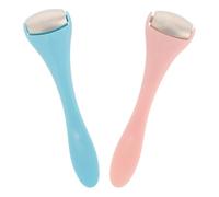 WRITWAA Rodillo de Masaje para Ojos 2 Piezas Aplicador de Crema Facial Aleación de Zinc y Plástico Rodillo de Hielo Facial para Masaje y Mejor Absorción Set Rosa y Azul Diario