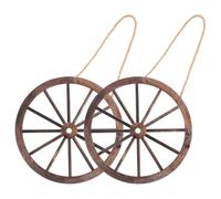 WRITWAA Ruedas de Carreta de Madera Rústica 20 CM 2 Piezas para Colgar Pared Decoración Vintage del Oeste para Hogar Jardín Dormitorio y Bar Arte Decorativo Campestre