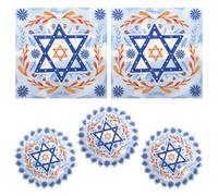 WRITWAA Servilletas Desechables de Papel para Bebidas Hanukkah con Diseño Estrella de David y Luces de Menorah, Paquete de 20 Unidades para Fiesta Religiosa y Decoración Judía