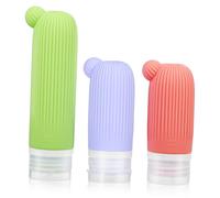 WRITWAA Set de 3 Botellas de Silicona para Viaje, Envases Rellenables de Champú y Loción Tapa Segura, Capacidad 90ml y 60ml, Ligeras y Prácticas para Viajeros