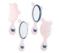 WRITWAA Set de 4 Piezas para Peinar Niña Cepillo Desenredante Pequeño, Peine Decorativo y Espejo de Mano Blanco, Kit Portátil para Cuidado del Cabello Infantil en Casa y Viajes