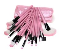 WRITWAA Set De Brochas Cosméticas Rosa 32 Piezas Microfibra 18-24 Cm Para Maquillaje Profesional y Aficionados Con Estuche Portátil Para Aplicación Diaria