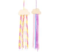 WRITWAA Soporte para Pinzas de Pelo Diseño Nube Organizador Colgante Pared 2 Piezas Accesorios Infantiles Tiras de Colores y Lana Blanca para Decoración Habitación Niña