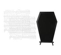 WRITWAA Tablero de Mensajes Práctico y Creativo Negro con Forma de Ataúd de Madera para Decoración de Halloween para Fiestas y Uso Doméstico