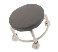 WRITWAA Taburete Giratorio con Ruedas para Salón y SPA, Asiento 25 Cm en Cuero Sintético Gris, Compacto y Resistente para Pedicura, Masaje y Uso Profesional en Belleza y Cuidado Personal