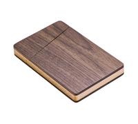 WRITWAA Tarjetero Portátil de Madera de Nogal para Hombre Gran Capacidad, Diseño Clásico y Profesional Adecuado para Regalos de Agente Inmobiliario