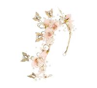 WRITWAA Tiara de Aleación Exquisita para Niña Tocado de Boda Diadema de Novia para Ceremonia de Boda Detalles de Flores y Perlas