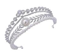 WRITWAA Tiara de Novia Perlas E Incrustaciones de Cristales, Aleación de Zinc Resistente y Diseño Elegante para Bodas y Fiestas Obsequios