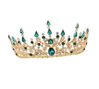 WRITWAA Tiara Decoración Fiesta Diamante Dama De Honor Nupcial De Estilo Barroco Reina Barroca Paseo Declaración Novia Princesa Novias Novia a Pompa Boda Imitación Green Pedrería