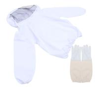 WRITWAA Traje de Apicultor Blanco de Tela, Kit de Apicultura Guantes Largos, Ropa Protectora para Apicultura, Práctico y Resistente al Desgaste