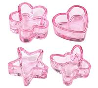 WRITWAA Vasos de Cristal para Decoración de Uñas 4 Unidades Tamaño Mediano Color Rosa Soporte para Manicura Accesorios para Uñas Acrílicas Uso Profesional en Salón de Belleza
