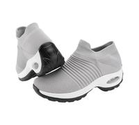 WRITWAA Zapatillas Deportivas para Mujer Transpirables con Amortiguación Aire Suela Antideslizante y Diseño Tipo Calcetín para Gimnasio y Uso Casual Talla Grande Color Gris
