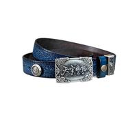 WRJAHCG Cinturon Western Mujer Hombre Piel, Cinturón Estilo Cowgirl Cowboy Vintage Occidental Para, Con Hebilla Grabada Para Jeans, Pantalones Y Vestidos,Azul,105CM/41.3''