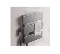 WRJAHCG Panel Ancho Toalleros De Baño con Temporizador,Bajo Consumo Toallero Electrico Baño,Aluminio Toallero Adhesivo Baño con Termostato,Gray 3rods,Left Plug in
