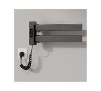 WRJAHCG Toallero Electrico Baño Bajo Consumo, Calentador De Toallas Electrico Pared,Toallero Electrico con Termostato,Temporizador,Pantalla LED,Control Táctil,Aluminio,50W,Gris,Right Plug