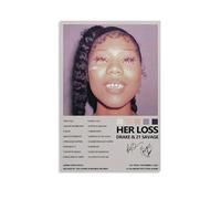 WRLIFWJXU Póster decorativo con texto en inglés "Her Loss Drake And 21 Savage", pintura al óleo, pintura decorativa para colgar, para el hogar, sala de estar, dormitorio, comedor, 60 x 90 cm, estilo