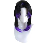 WRMING Peluca de Disfraz de Demon Slayer Kimetsu no Yaiba Anime Girls con Gorra de Peluca, ampliamente Utilizada a Diario, filmación, Halloween, Navidad, mascaradas, Kochou Shinobu-Gradient Purple