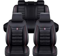 WRNHZNEW Cuero Fundas Asientos Coche para Focus ST-Line ST Line MK4 Station Wagon 2004-2021, Impermeable Completo Juegos Cubreasientos Delanteros Y Traseros Protector Accesorios,Black-Red
