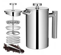 Wrobic Cafetiere - Cafetera de prensa francesa de 600 ml, acero inoxidable aislado de doble pared, sistema de filtración de 3 niveles, prensa francesa para el hogar, camping y oficina (2 tazas a 4
