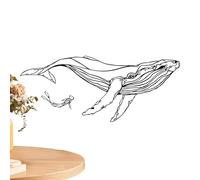 Wrohto Bohemian Metal Wall Art Decor Set of 2, Whale Sculptures for Entryway or Living Room, Modern Artistic Accent for Stylish Homes, Housewarming Ornament, 40x0.5x16.5cm 400g