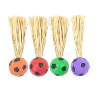 Wrohto Cat Ball Toy, 4-Piece Interactive Bouncy Balls, Rubber Material, Chew-Proof & Lightweight, Raffia Cat Play For Indoor & Outdoor Fun, Boredom-Relief Pet Games, Boredom-Relief