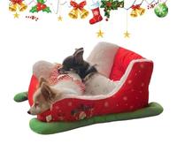 Wrohto Red Christmas Cat Dog Bed, Cute Sleigh Design Pet Bed, Soft and Comfortable Pet Couch, Cozy Cat Bed for, Puppy, Kitten, Holiday Pet Furniture for Christmas Decor