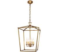 Wrought Iron Chandelier,4 Light Source Metal Cage Ceiling Chandelier Industrial Chandelier, Farmhouse Kitchen Island Hall Entrance Hall Restaurant Vintage Ceiling Lamp, Brushed Nickel Household