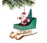 Wrought Iron Christmas Sleigh Pendant - Santa, Snowman & Reindeer Ornaments | Festive Metal Hanging Decor For Home, Fireplace, Tree & Holiday Display