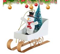 Wrought Iron Christmas Sleigh Pendant - Santa, Snowman & Reindeer Ornaments | Festive Metal Hanging Decor For Home, Fireplace, Tree & Holiday Display