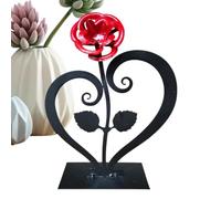 Wrought Iron Heart Rose - Handcrafted Valentine's Day Gift | Romantic Present with Heart Stand | For Wedding Keepsake, Metal Sculpture, Sentimental Love Gift