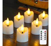 Wroxipel Lote de 6 velas votivas LED sin llama de plástico marfil con temporizador, 4 cm x 6 cm velas parpadeantes de larga duración con mando a distancia