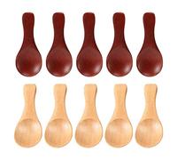 Wrtysully 10 Cucharas PequeñAs de Madera Mini Condimento Condimento de AzúCar Sal Miel Cucharadita Café Mermelada de Té Helado de Mostaza Cuchara de Madera