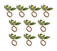Wrtysully 10 Piezas Anillos de Servilleta Hechos a Mano Amarillo de ImitacióN de LimóN con Anillo de Servilleta de Vid para Boda, Cena, Banquete, Servilleta