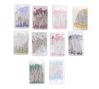 Wrtysully 1000 Piezas Alfileres de Coser 38Mm Alfileres de Cabeza de Bola de Cristal para La Costura Componentes de Joyería Decoración de Flores con Los Cajas Transparentes,10 Colores