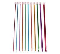 Wrtysully 11pzs 10.6" Juego de Agujas de Punto Gancho de crocheAFGANO TUNECINO de Aluminio Multicolor 2-8mm
