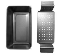 Wrtysully 12 Pulgadas Chicago Metálico Professional Bandeja de Carne Saludable Bandeja de Barbacoa Antiadherente Rectangular Bandeja de Pan con Estante de Inserción