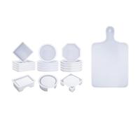 Wrtysully 18 Piezas de Moldes de Resina de Posavasos de Silicona, Moldes de Posavasos con Moldes de Soporte de Forma de Octágono Cuadrado Redondo con Moldes de Bandeja