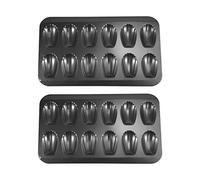 Wrtysully 2 Paquetes de Moldes Antiadherentes Madeleine, 12 Moldes para Hornear con CáScaras, Moldes de Chocolate Antiadherentes para Horno Negro