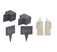 Wrtysully 20 Etiquetas de Pizarra para Queso para Tabla de CharcuteríA con 6 Tizas, 2 Bolsas de Almacenamiento (Juego de 28 Piezas)