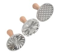 Wrtysully 3 Piezas de Sellos para Galletas, Molde de Prensa de Galletas de Metal con Manejar de Madera para Hornear Pasteles, Cortadores de PasteleríA, Prensa de Galletas para Hornear