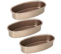 Wrtysully 3 Piezas Moldes Antiadherentes para Tartas de Forma Ovalada, Molde para Pan, Tarta de Queso, Bandeja para Hornear para Horno y Horneado
