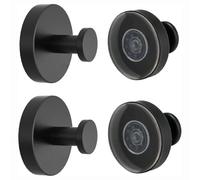 Wrtysully 4 con Ventosa para Pared De Ducha, Sin Taladro, ExtraíBles, Reutilizables, para Cocina, Puerta De Vidrio, Ventana, Color Negro