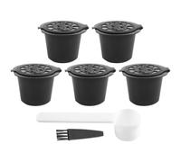 Wrtysully 5 CáPsulas Reutilizables Filtro de CáPsula de Café Recargable con MáQuinas de Café con Cepillo Cuchara de Café