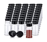 Wrtysully 50 Tarros de PláStico para con Tapas para Coctelera, Recipientes para, PláStico para, Tarros para Coctelera Condimentos, 3,3 Oz/100 Ml, Negro