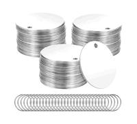 Wrtysully 55 Piezas de Etiquetas de Metal en para Estampación - Etiquetas de Acero Inoxidable Redondas de 1,5 Pulgadas con Orificio para Hacer Joyas DIY