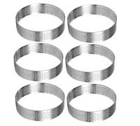 Wrtysully 6 Piezas de Anillos Circulares para Tartas de 18 cm con Agujeros, de Acero Inoxidable, Redondos, para Tartas, Quiches, Pasteles, Mousse, Herramienta para Hornear en la Cocina