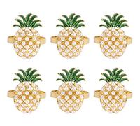 Wrtysully 6 Unids Anillos de Servilleta Lindos Forma de PiñA Perla con Cuentas Brillante Brazalete de Bautizo de Suministros de Fiesta de Regalo de Boda de Metal