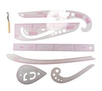 Wrtysully 7 Unids/Set Regla Medidor Sastre Kit de Costura Transparente Regla de Dibujo Brazo de Brazo de Curva Francesa Conjunto Regla de Corte Rueda de Paletas